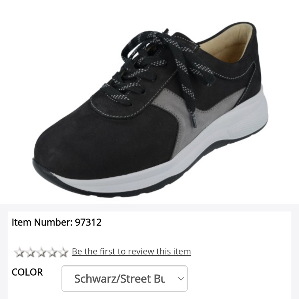 Finn Comfort Black and Gray Sneakers with Cushioned Sole